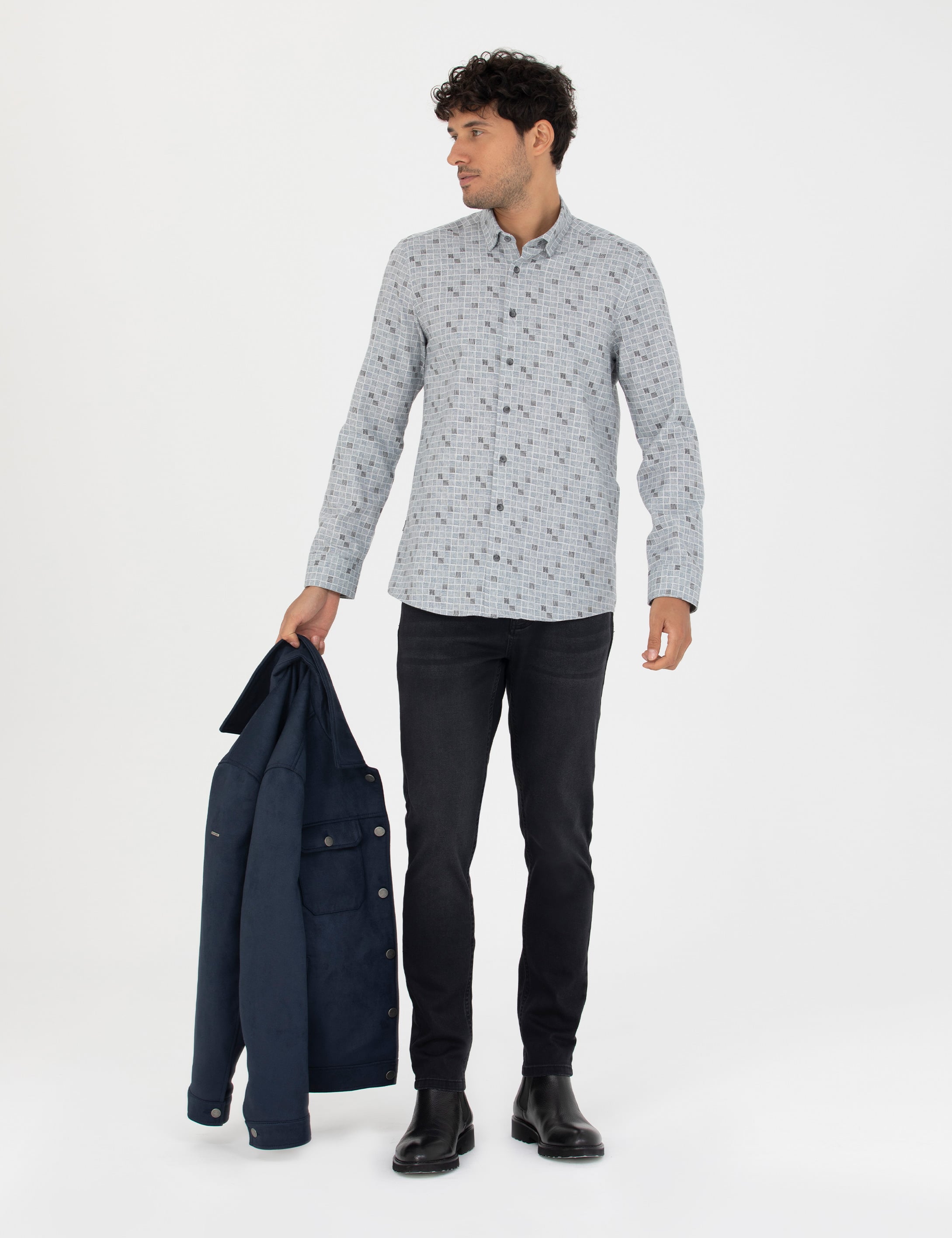 Siyah Slim Fit Jean Pantolon - Image 3