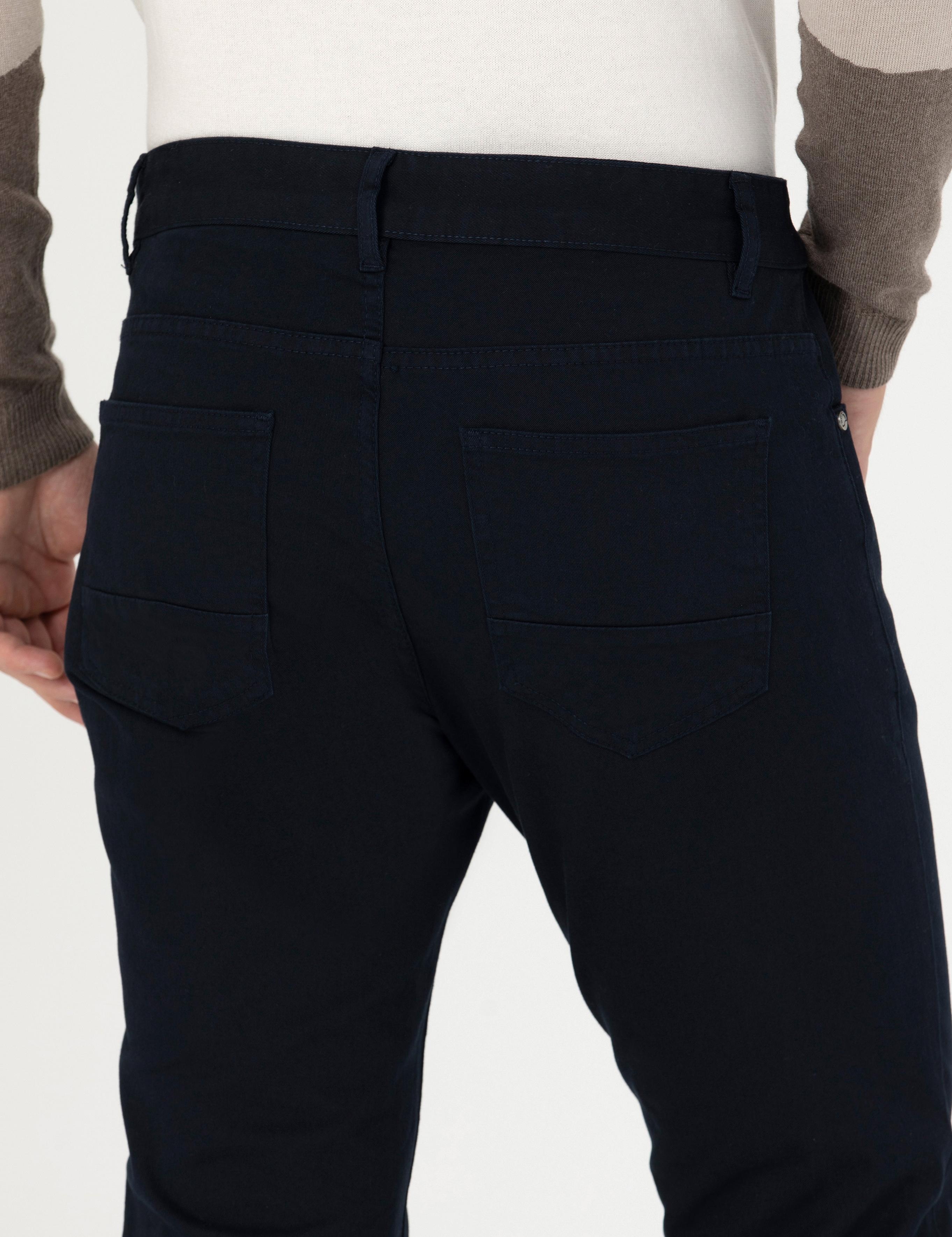 Lacivert Slim Fit Kanvas Pantolon