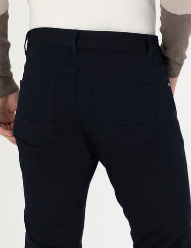 Lacivert Slim Fit Kanvas Pantolon