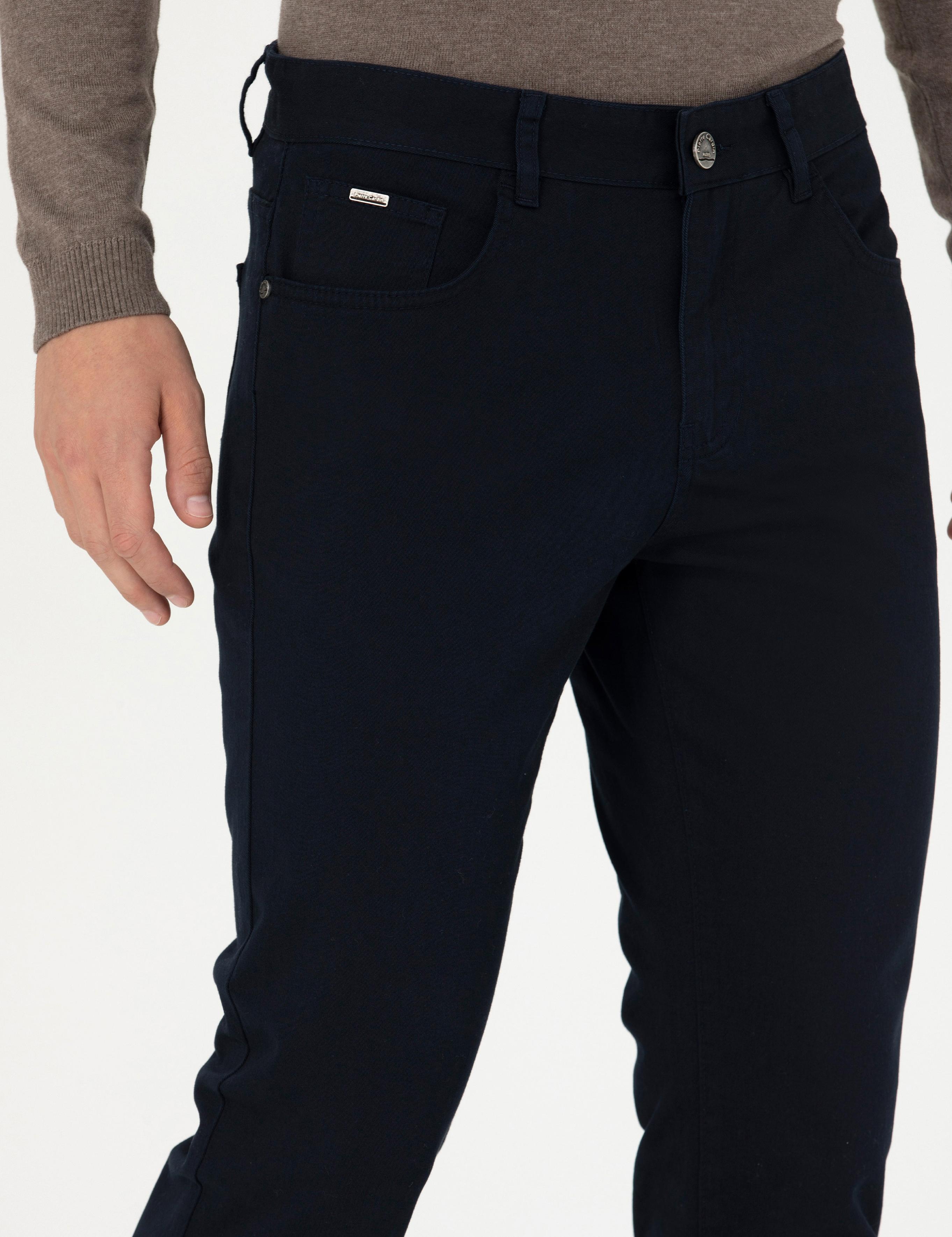 Lacivert Slim Fit Kanvas Pantolon