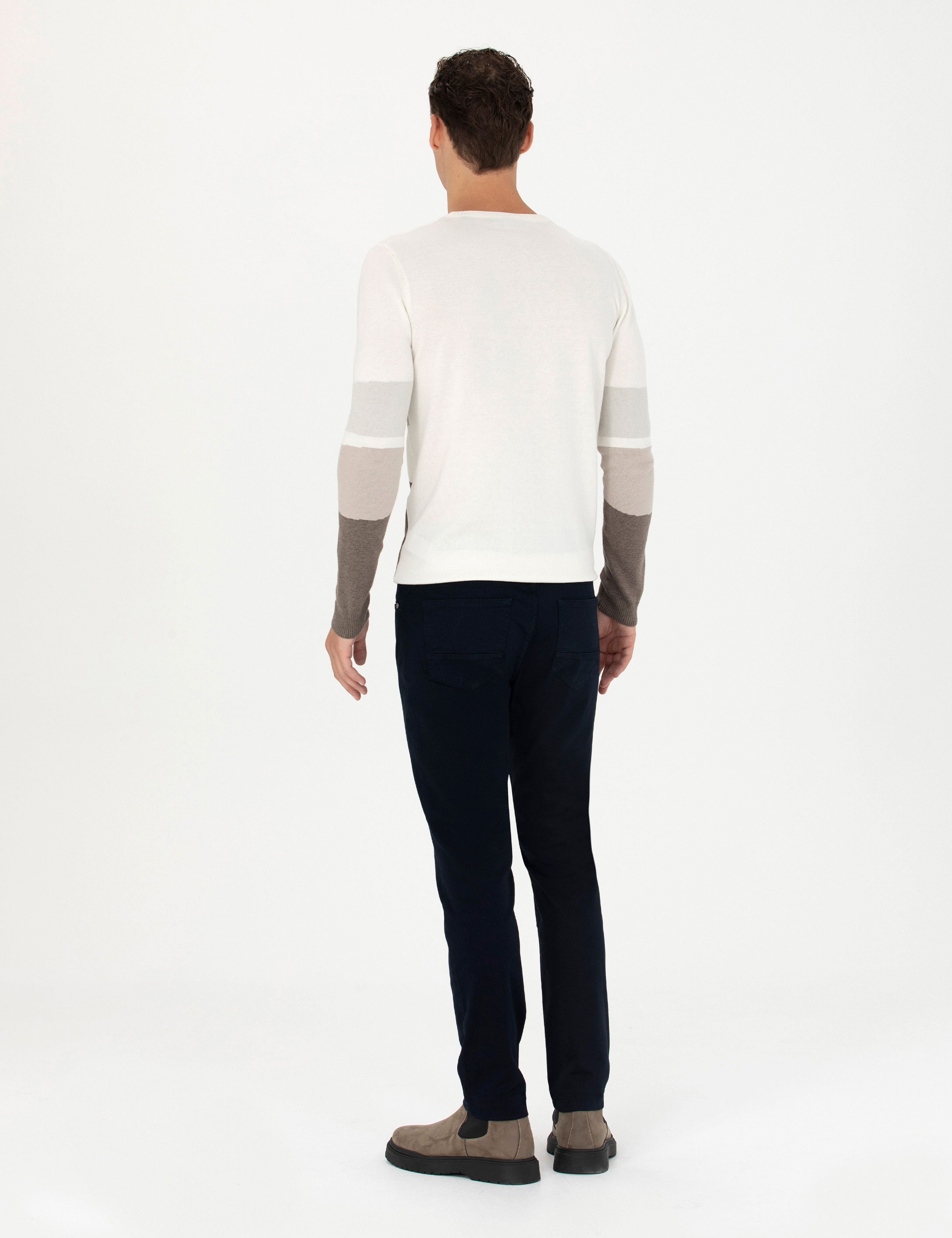 Lacivert Slim Fit Kanvas Pantolon