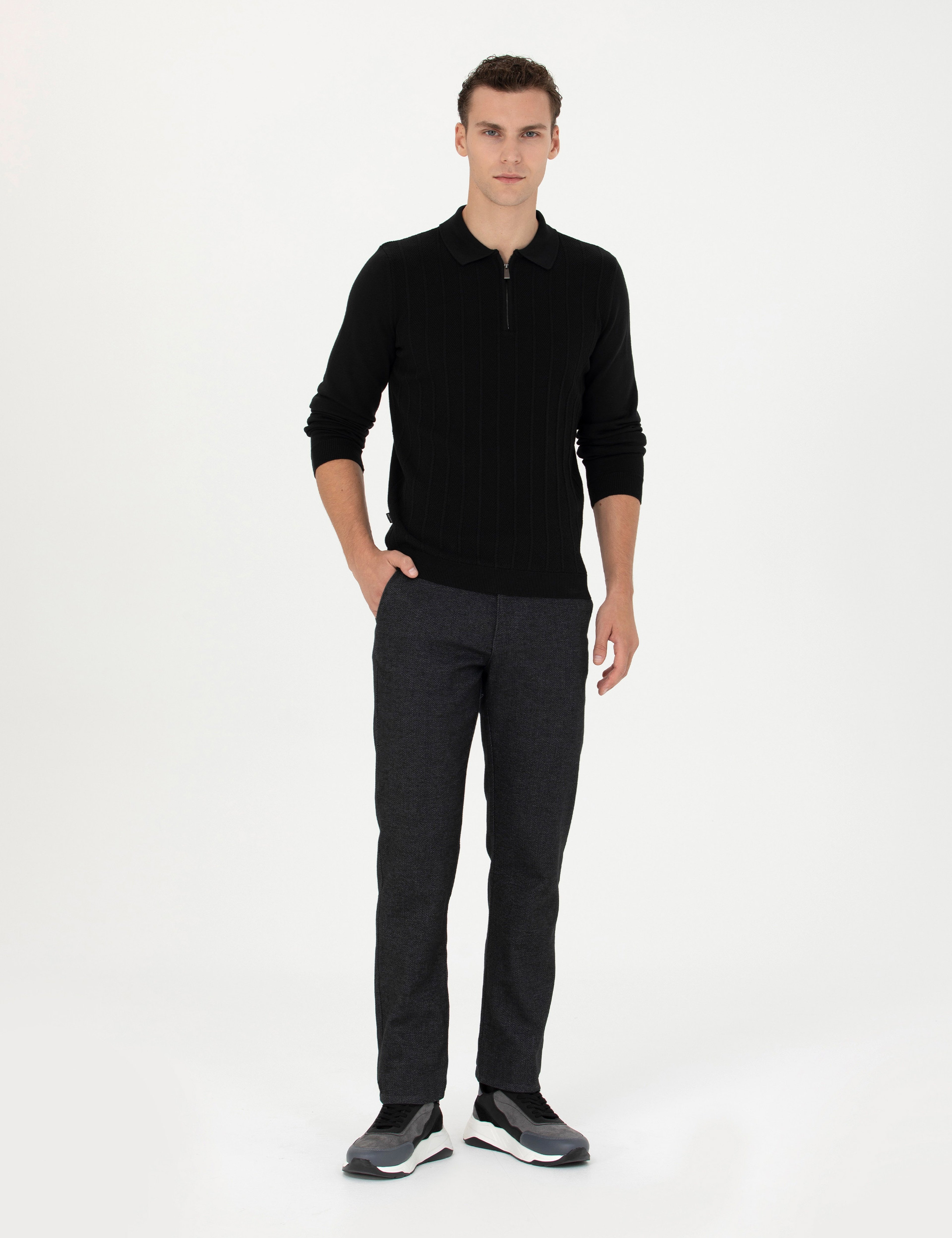 Antrasit Regular Fit Kanvas Pantolon - Image 1