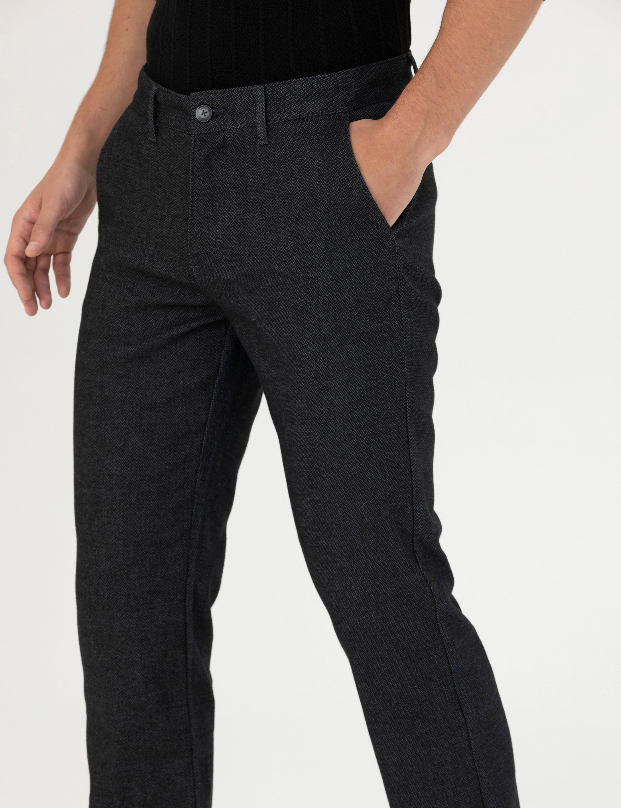 Pierre Cardin Antrasit Regular Fit Kanvas Pantolon görsel 6
