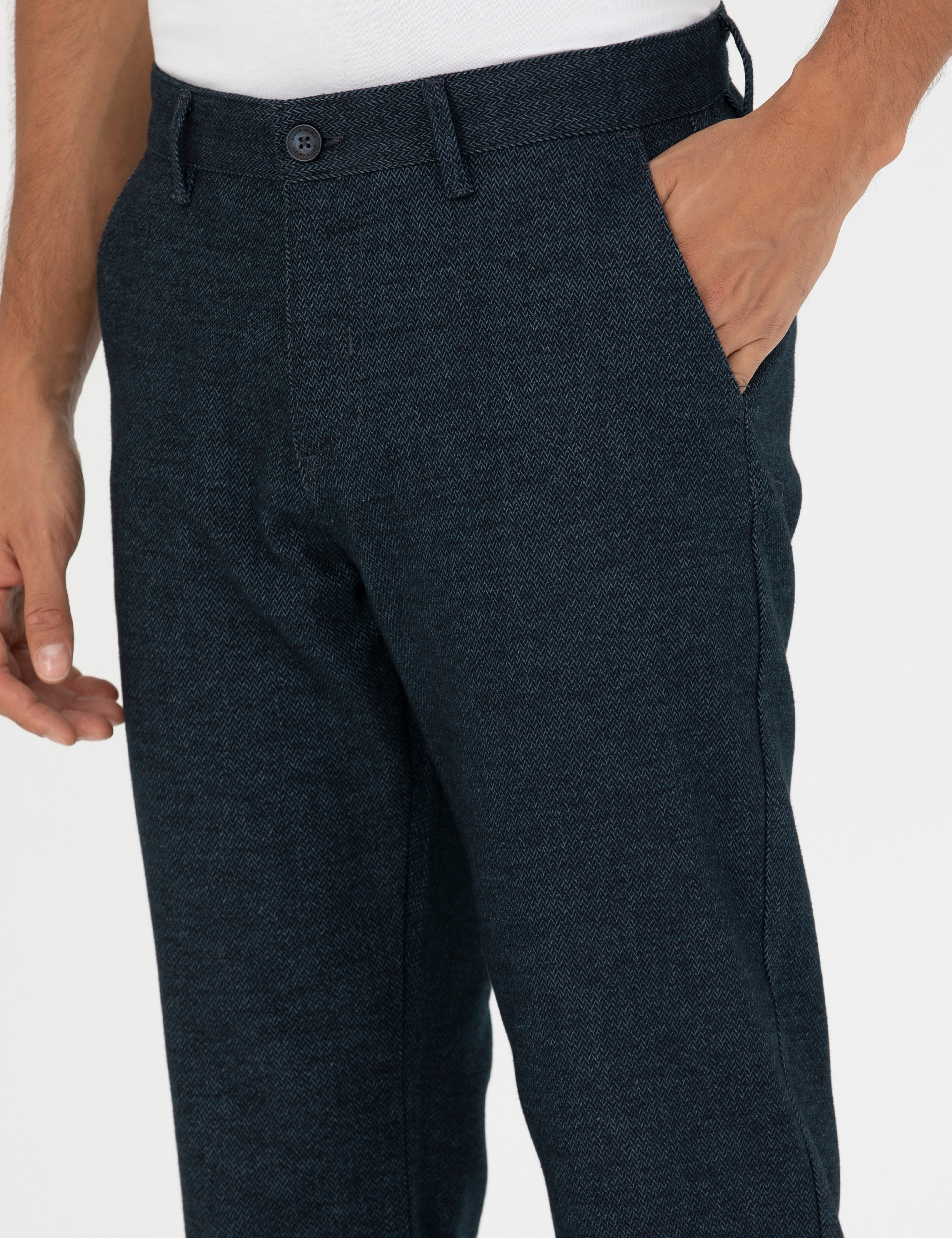 Lacivert Regular Fit Kanvas Pantolon