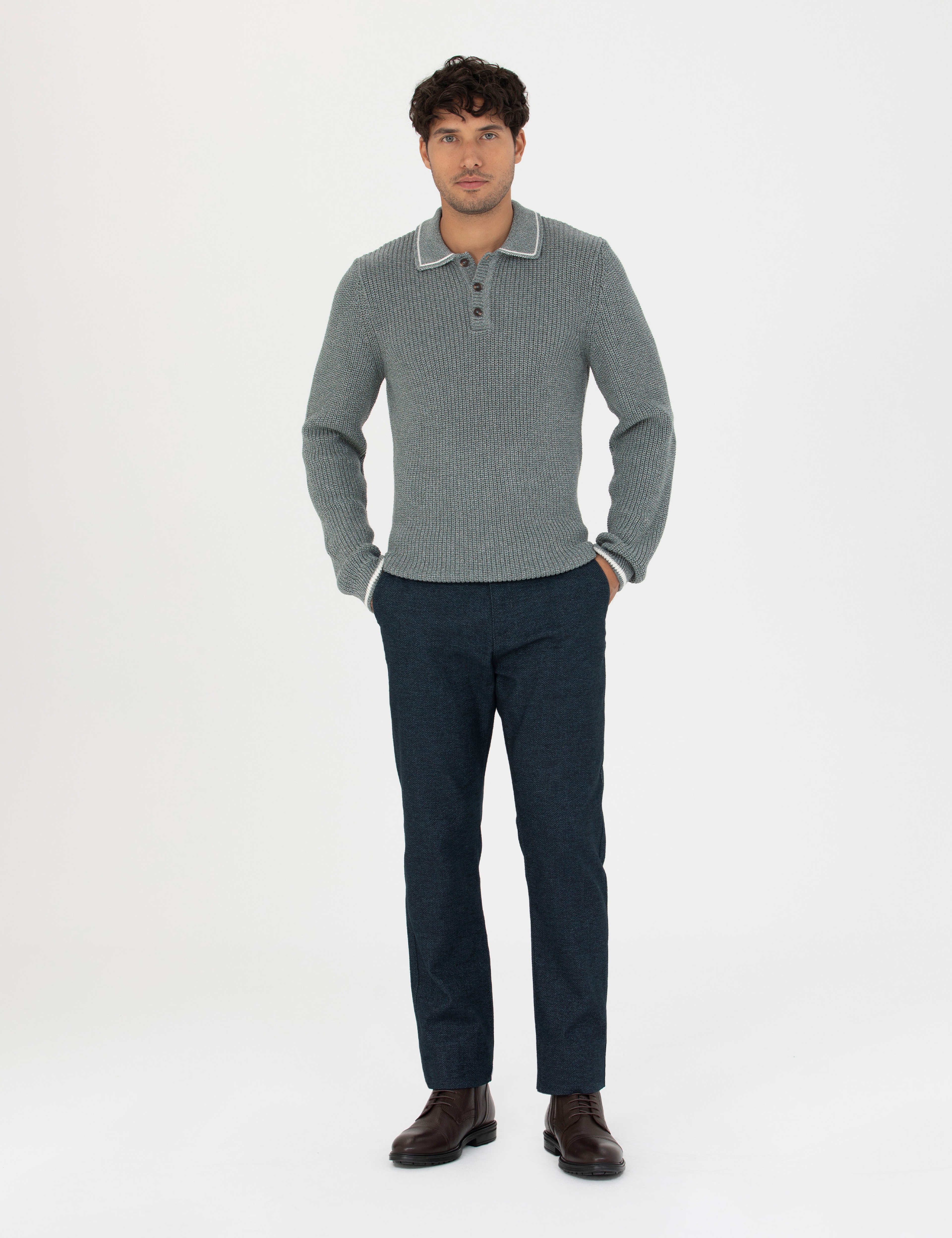Lacivert Regular Fit Kanvas Pantolon - Image 1