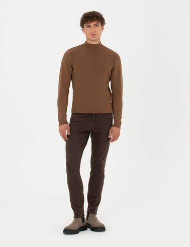 Yeşil Slim Fit Yarım Balıkçı Yaka Triko Kazak