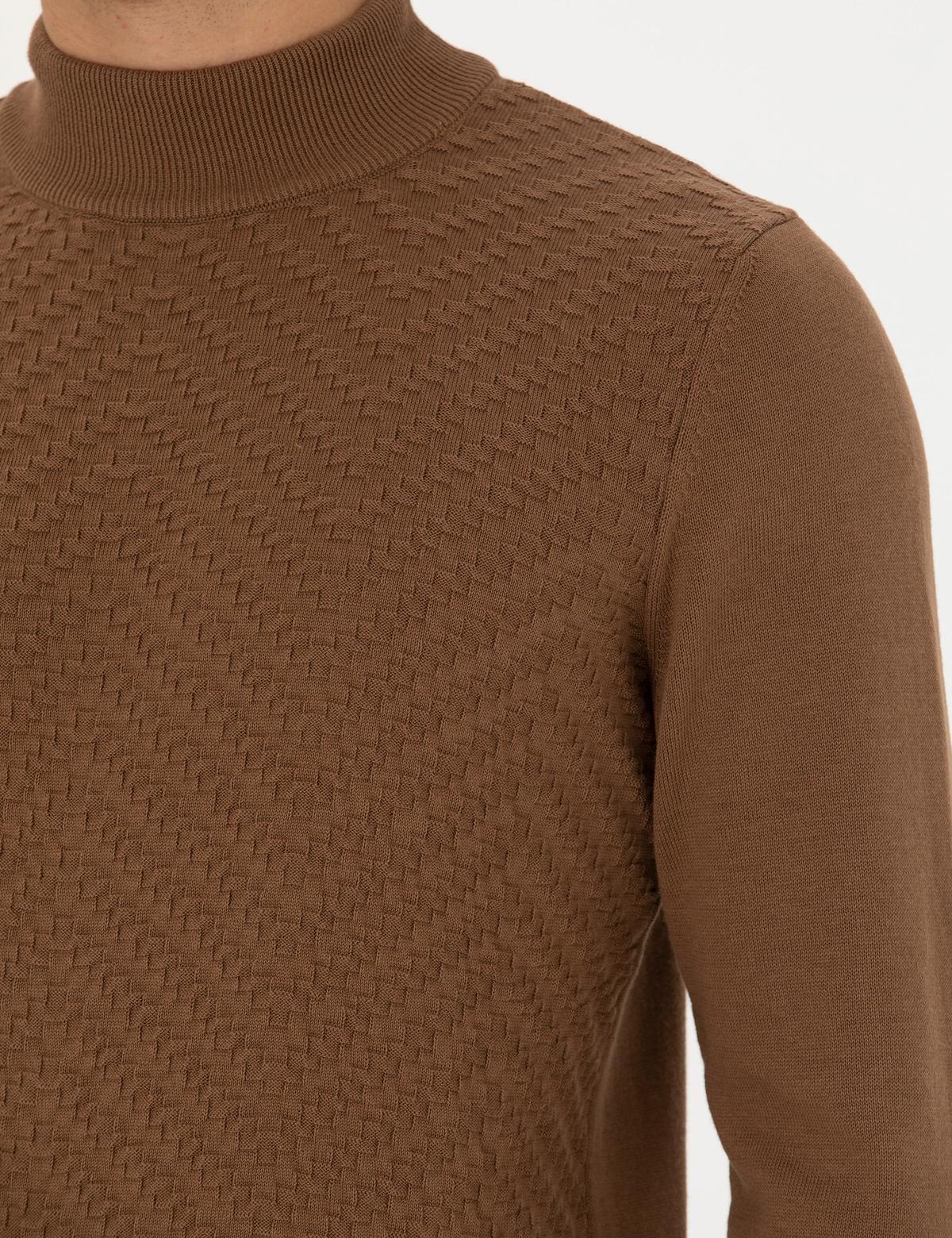 Yeşil Slim Fit Yarım Balıkçı Yaka Triko Kazak - 50281827011