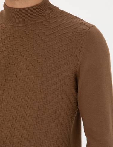 Yeşil Slim Fit Yarım Balıkçı Yaka Triko Kazak