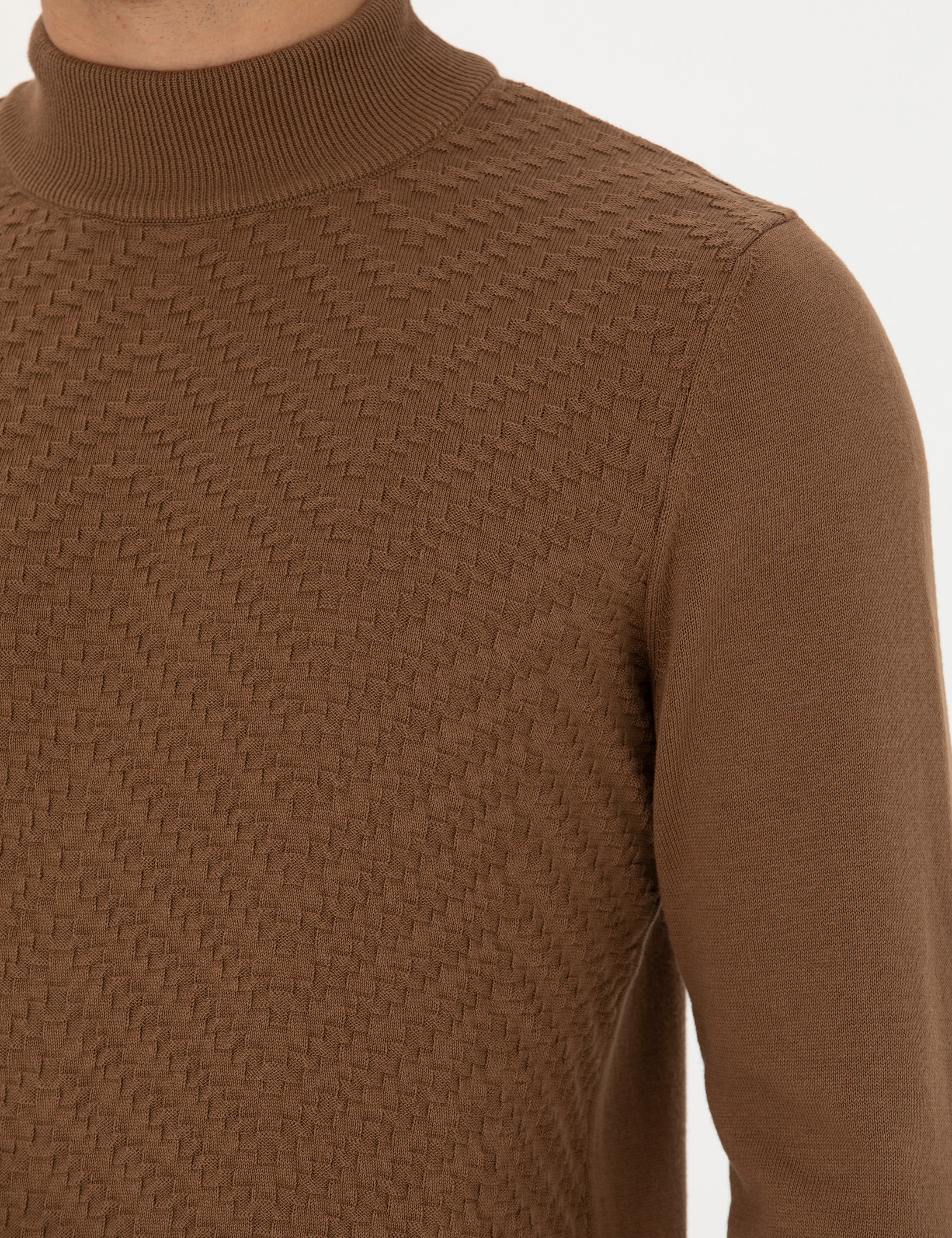 Yeşil Slim Fit Yarım Balıkçı Yaka Triko Kazak - Image 7