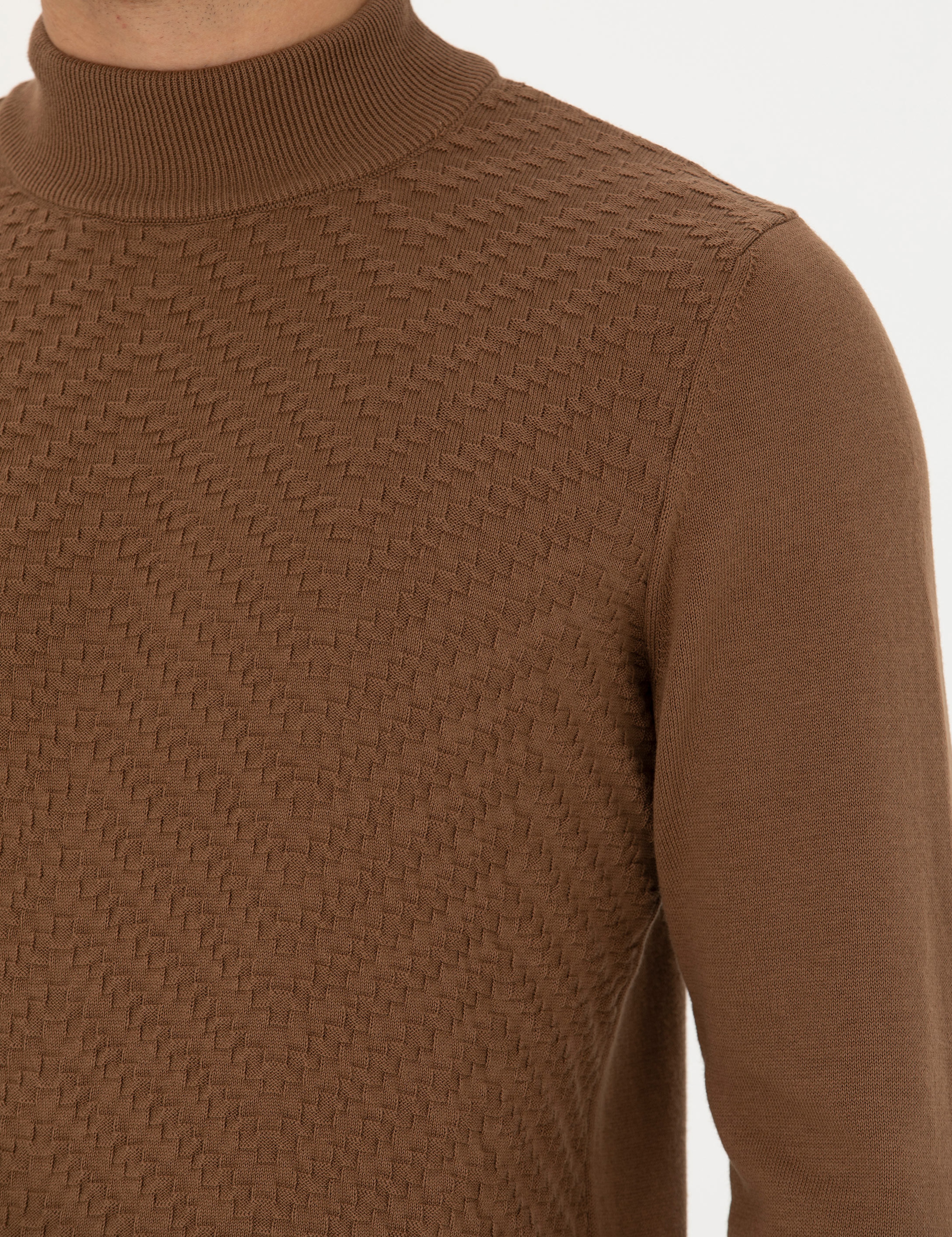 Yeşil Slim Fit Yarım Balıkçı Yaka Triko Kazak