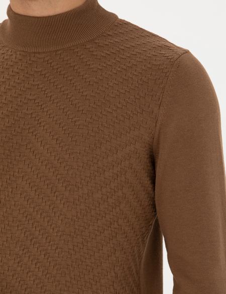 Yeşil Slim Fit Yarım Balıkçı Yaka Triko Kazak - 50281827011