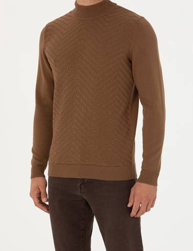 Yeşil Slim Fit Yarım Balıkçı Yaka Triko Kazak