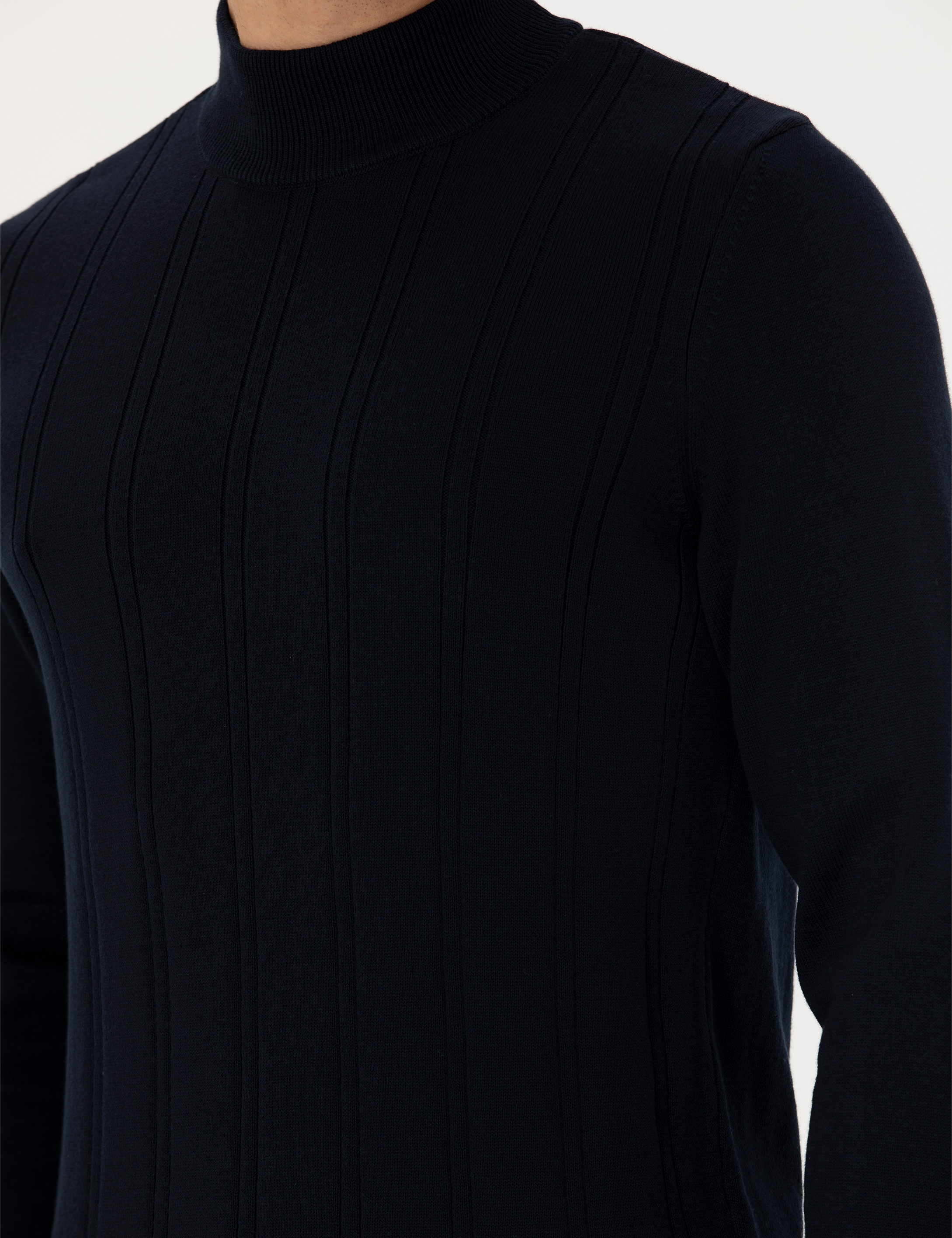 Lacivert Slim Fit Yarım Balıkçı Yaka Triko Kazak - Image 7