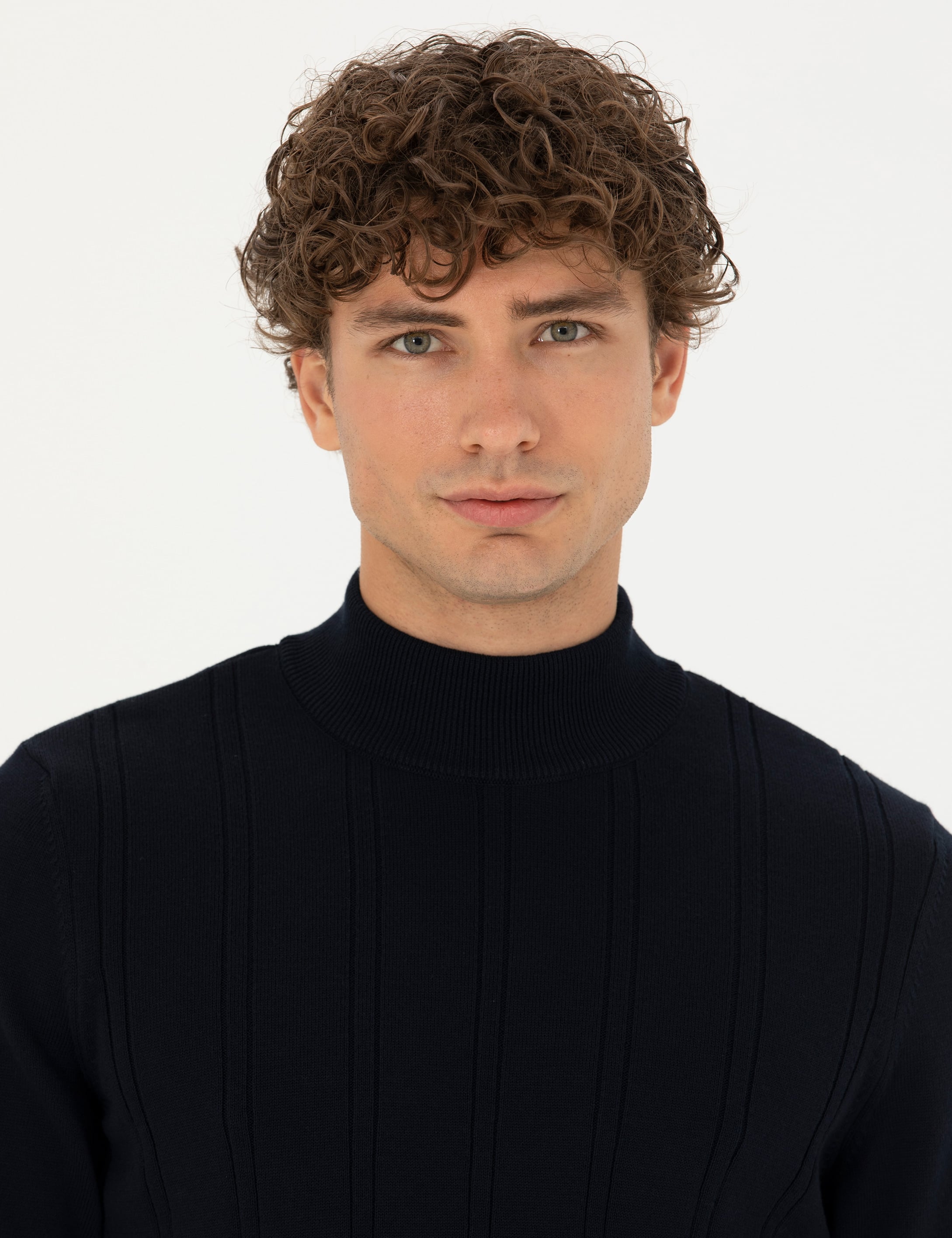 Lacivert Slim Fit Yarım Balıkçı Yaka Triko Kazak