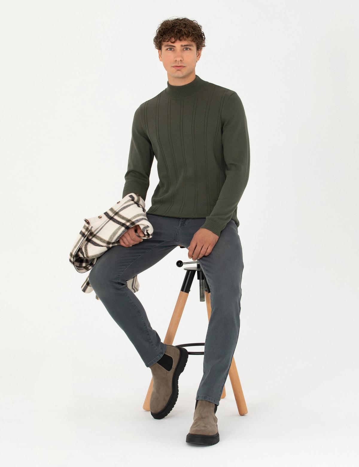 Duman Slim Fit Yarım Balıkçı Yaka Triko Kazak - 50281851066