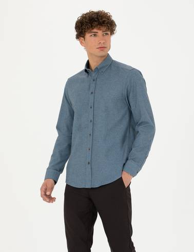 Mavi Slim Fit Uzun Kollu Gömlek