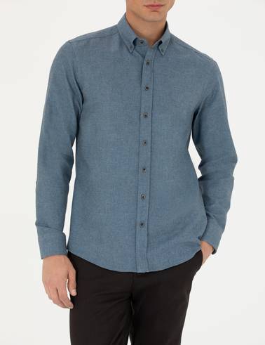 Mavi Slim Fit Uzun Kollu Gömlek