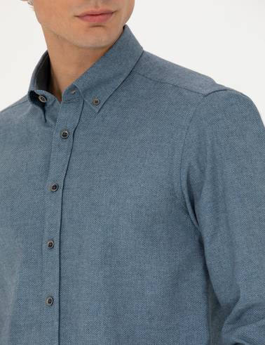 Mavi Slim Fit Uzun Kollu Gömlek