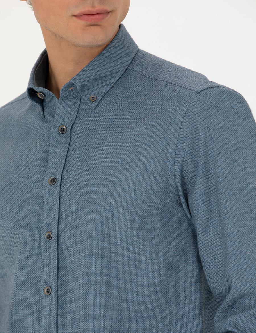 Mavi Slim Fit Uzun Kollu Gömlek