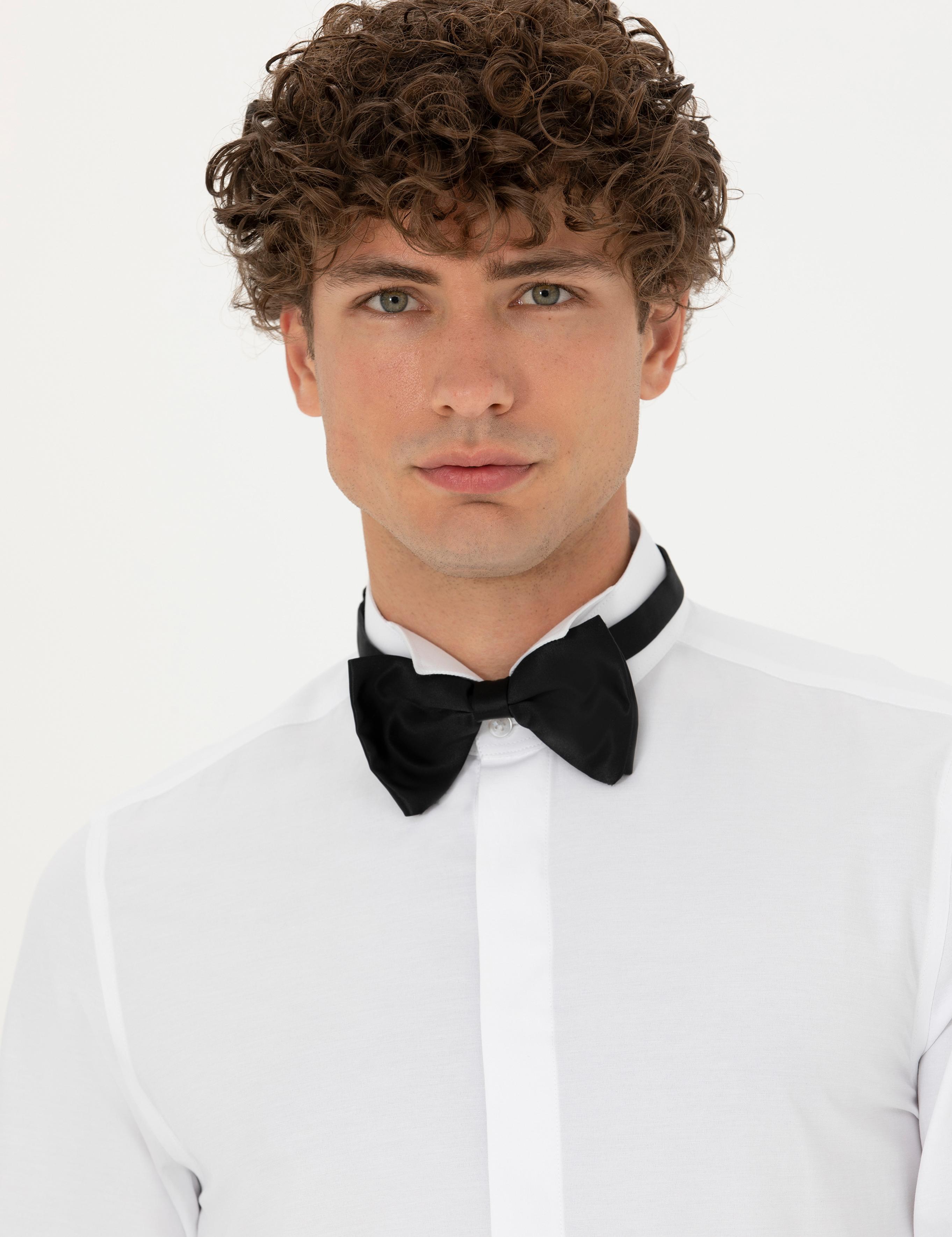 Beyaz Slim Fit Smokin Gömlek