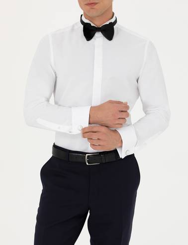 Beyaz Slim Fit Smokin Gömlek