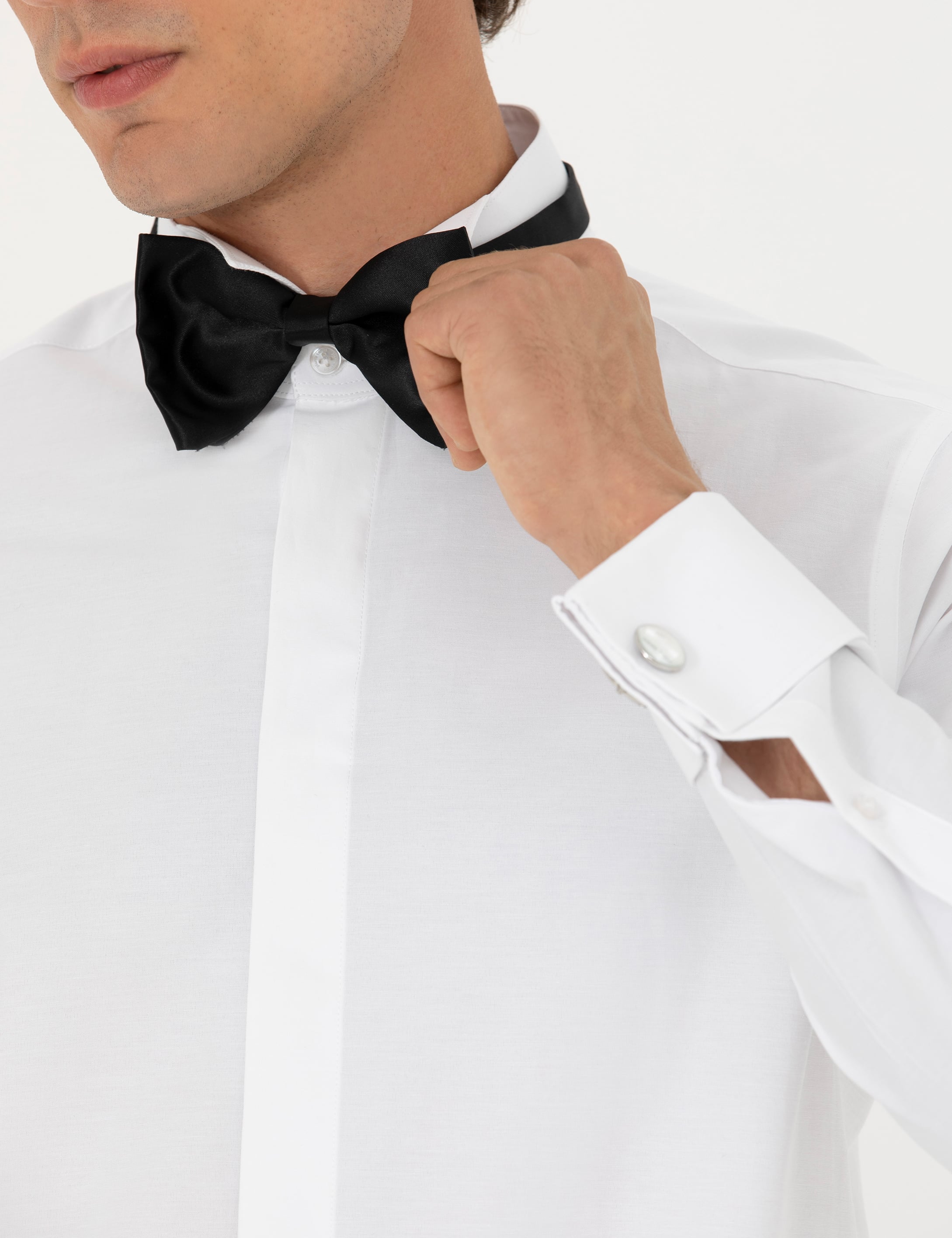 Pierre Cardin Beyaz Slim Fit Smokin Gömlek görsel 7