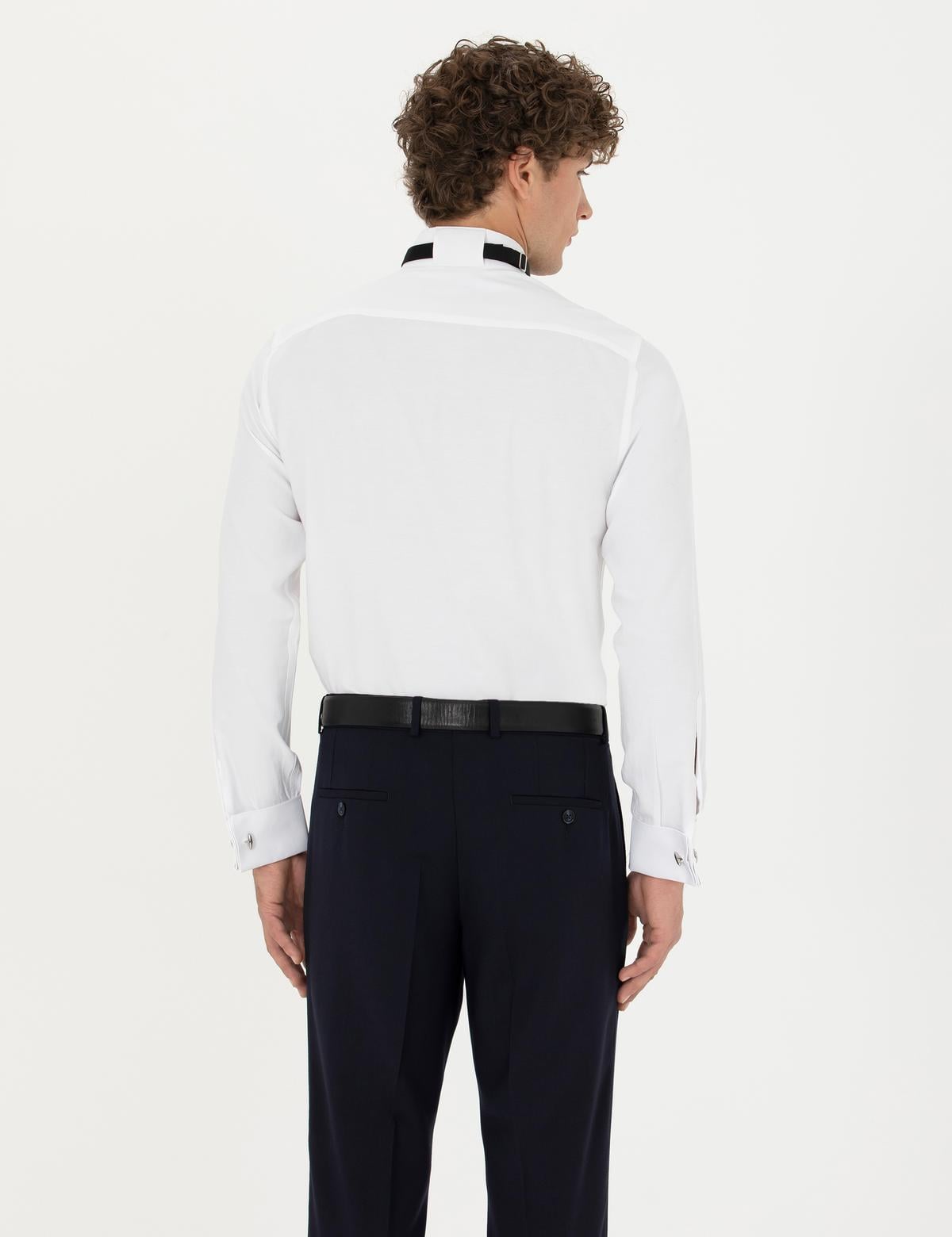 Beyaz Slim Fit Smokin Gömlek - 50277752001