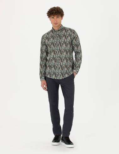 Haki Slim Fit Uzun Kollu Gömlek