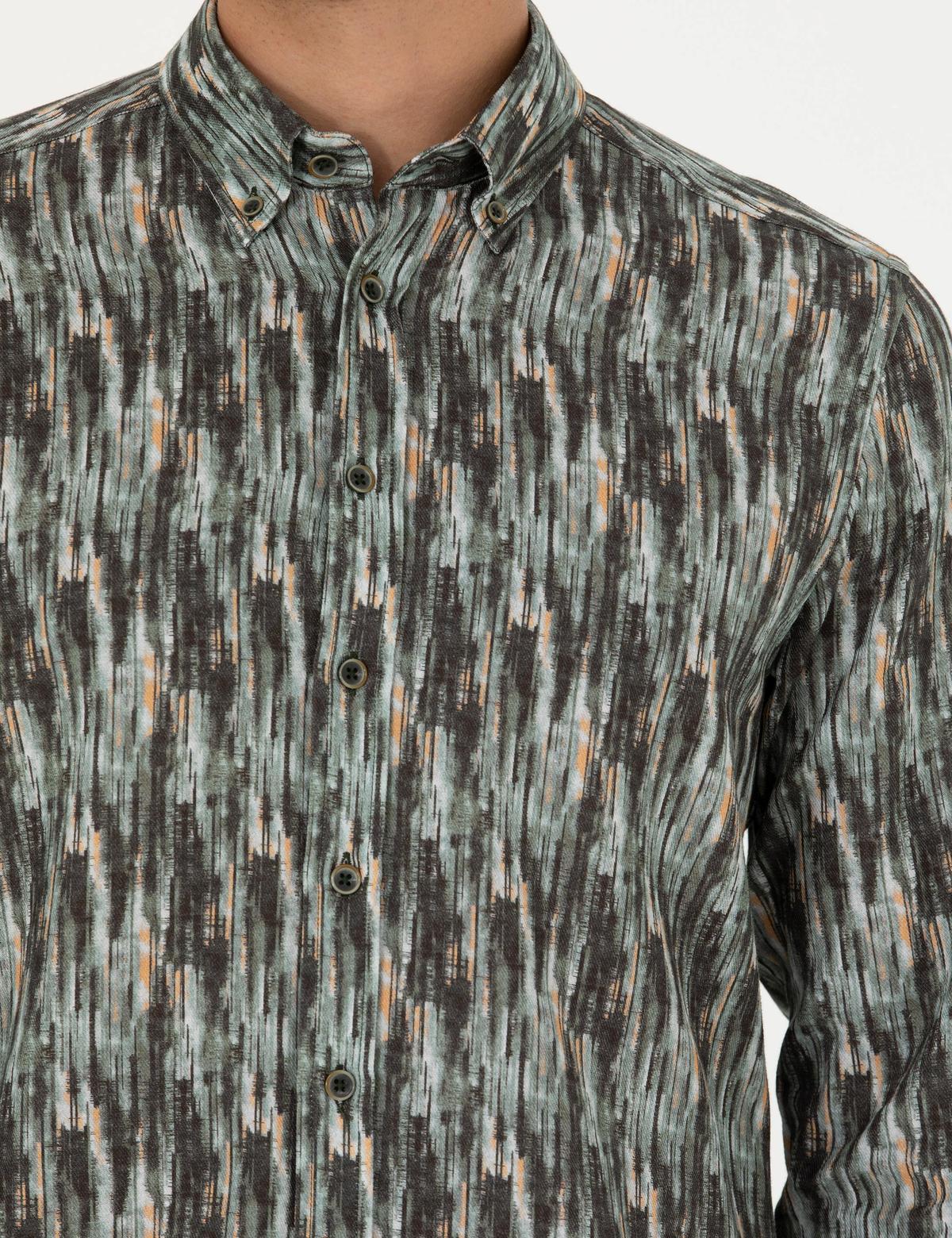 Haki Slim Fit Uzun Kollu Gömlek - 50275924007