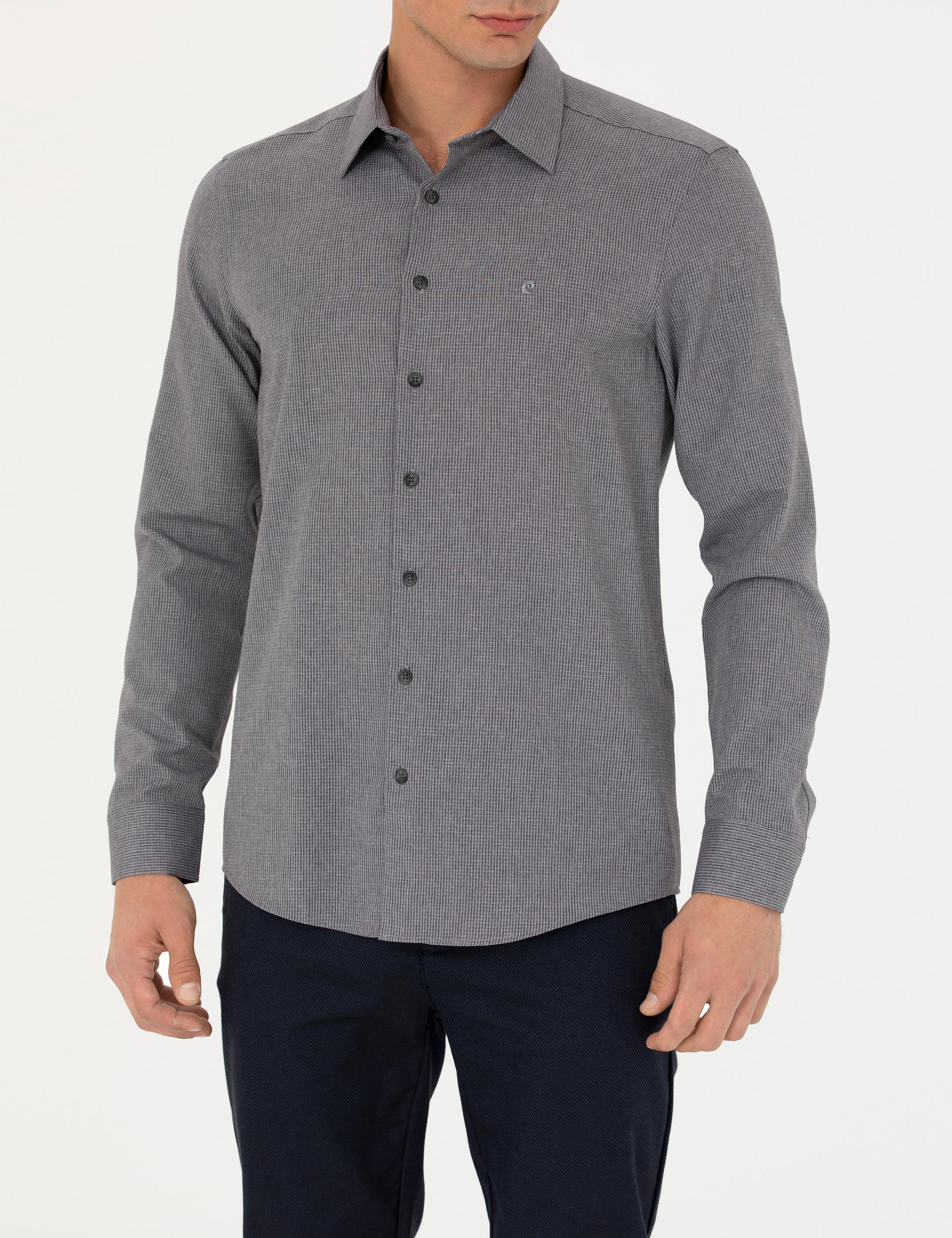 Antrasit Slim Fit Uzun Kollu Gömlek