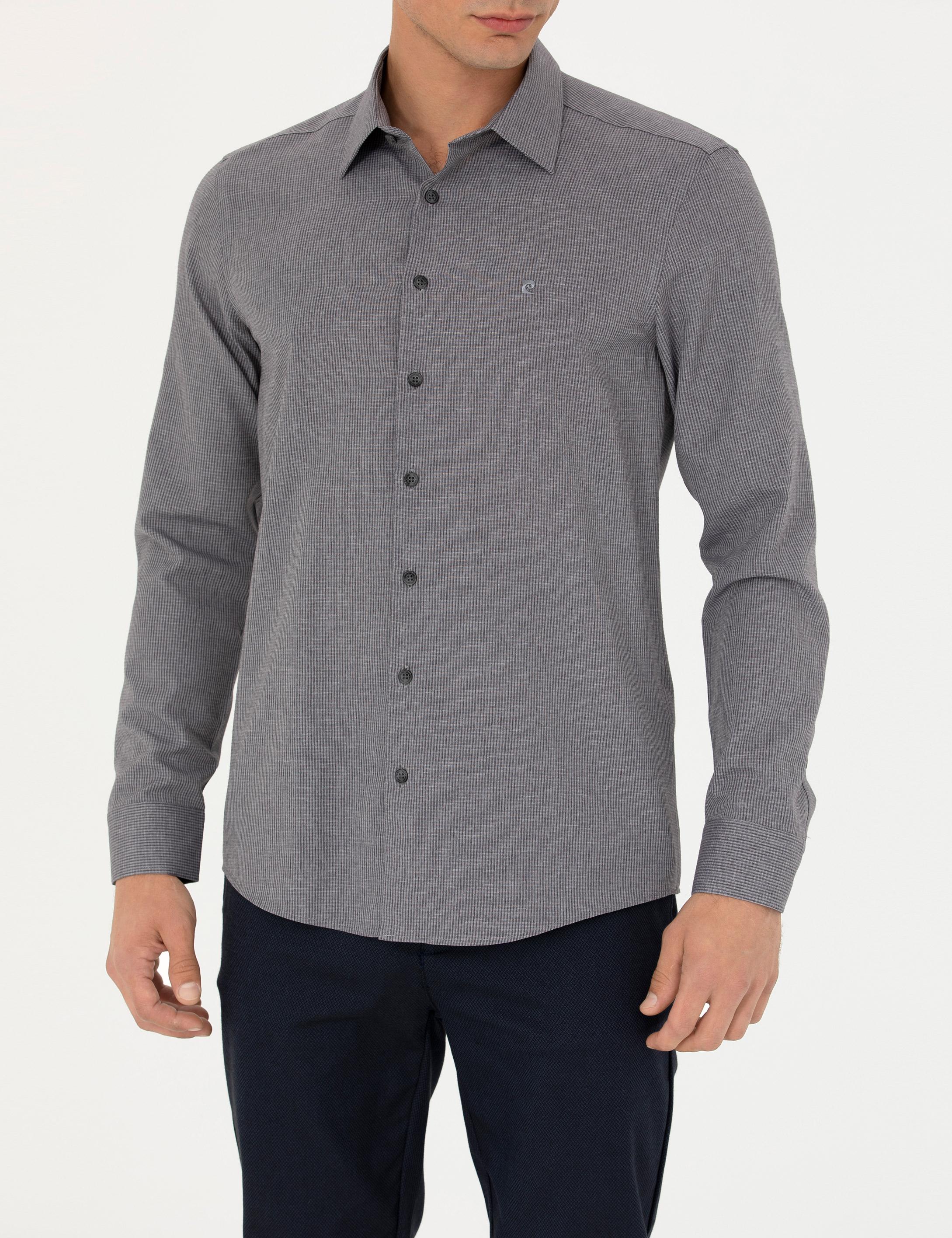Antrasit Slim Fit Uzun Kollu Gömlek - Image 6