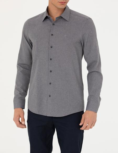 Antrasit Slim Fit Uzun Kollu Gömlek - 50277771014