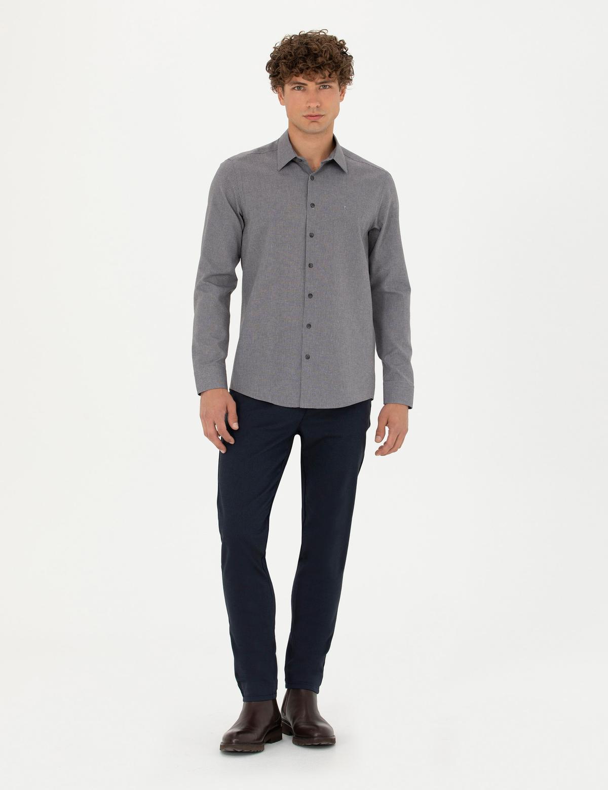 Antrasit Slim Fit Uzun Kollu Gömlek - 50277771014