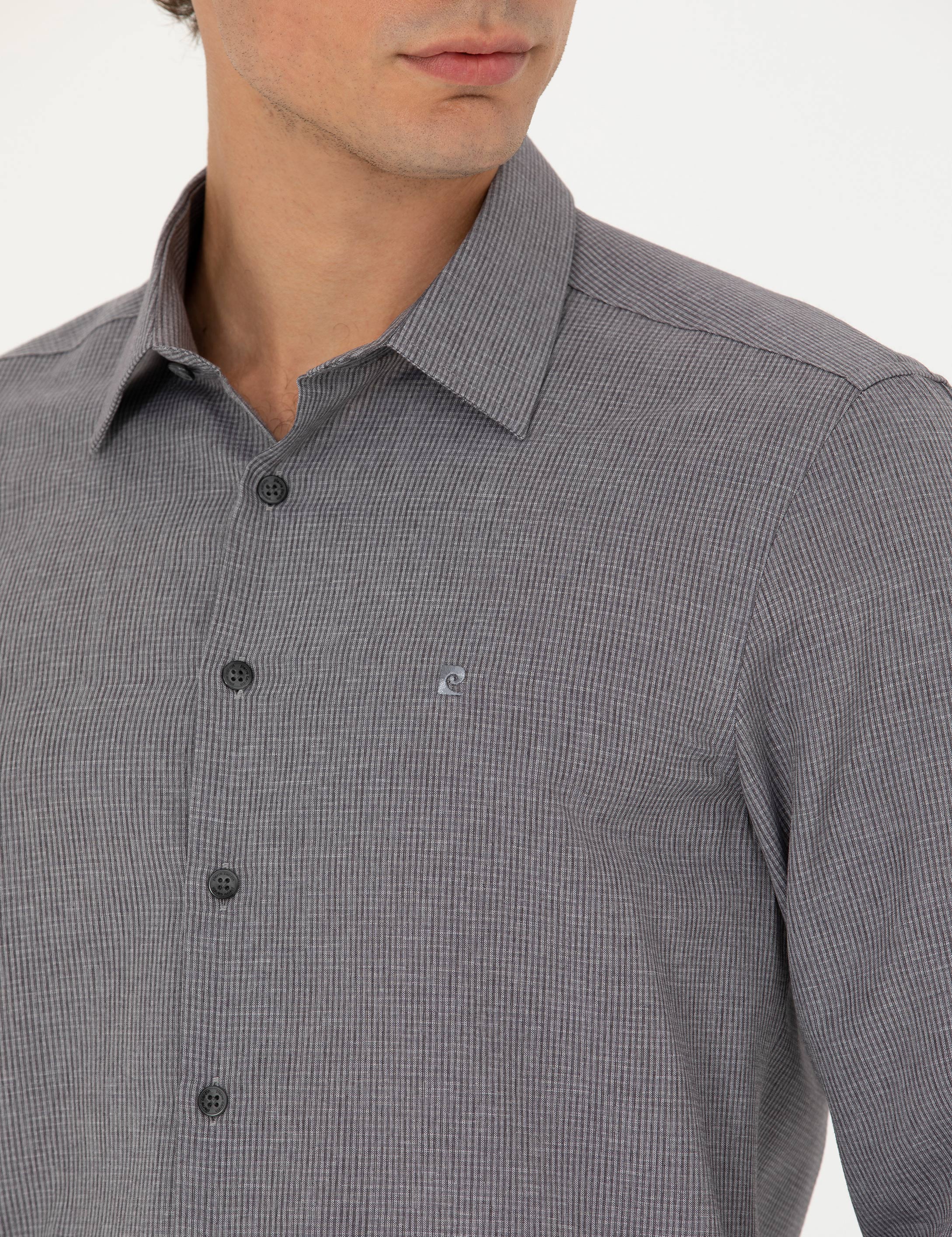 Antrasit Slim Fit Uzun Kollu Gömlek - Image 7