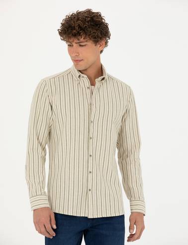 Haki Regular Fit Uzun Kollu Gömlek