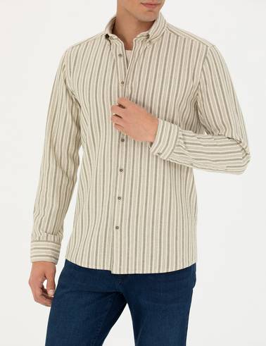 Haki Regular Fit Uzun Kollu Gömlek