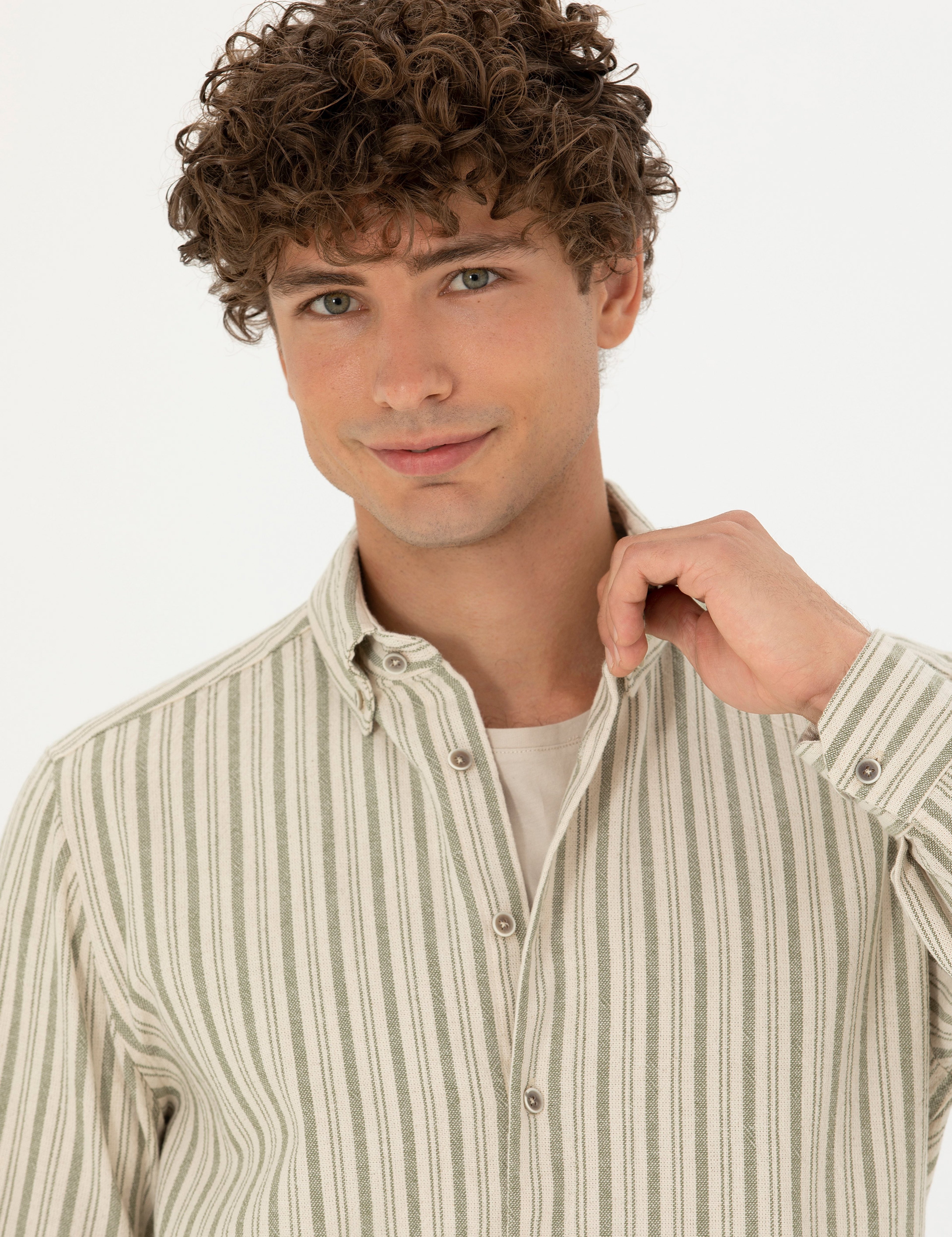 Haki Regular Fit Uzun Kollu Gömlek - Image 2