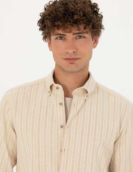 Bej Regular Fit Uzun Kollu Gömlek - 50274590032