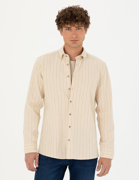 Bej Regular Fit Uzun Kollu Gömlek - 50274590032