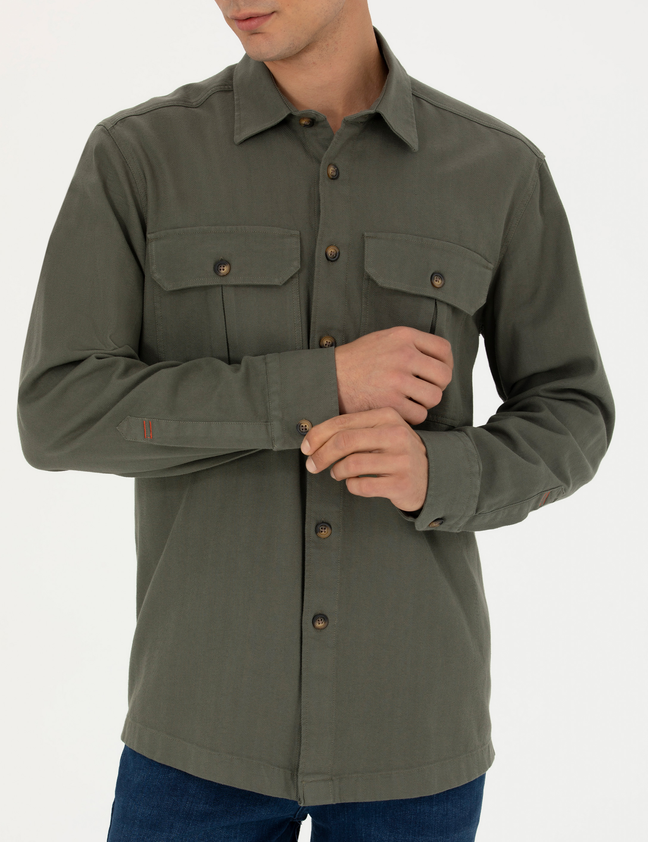 Haki Oversize Uzun Kollu Gömlek - Image 6