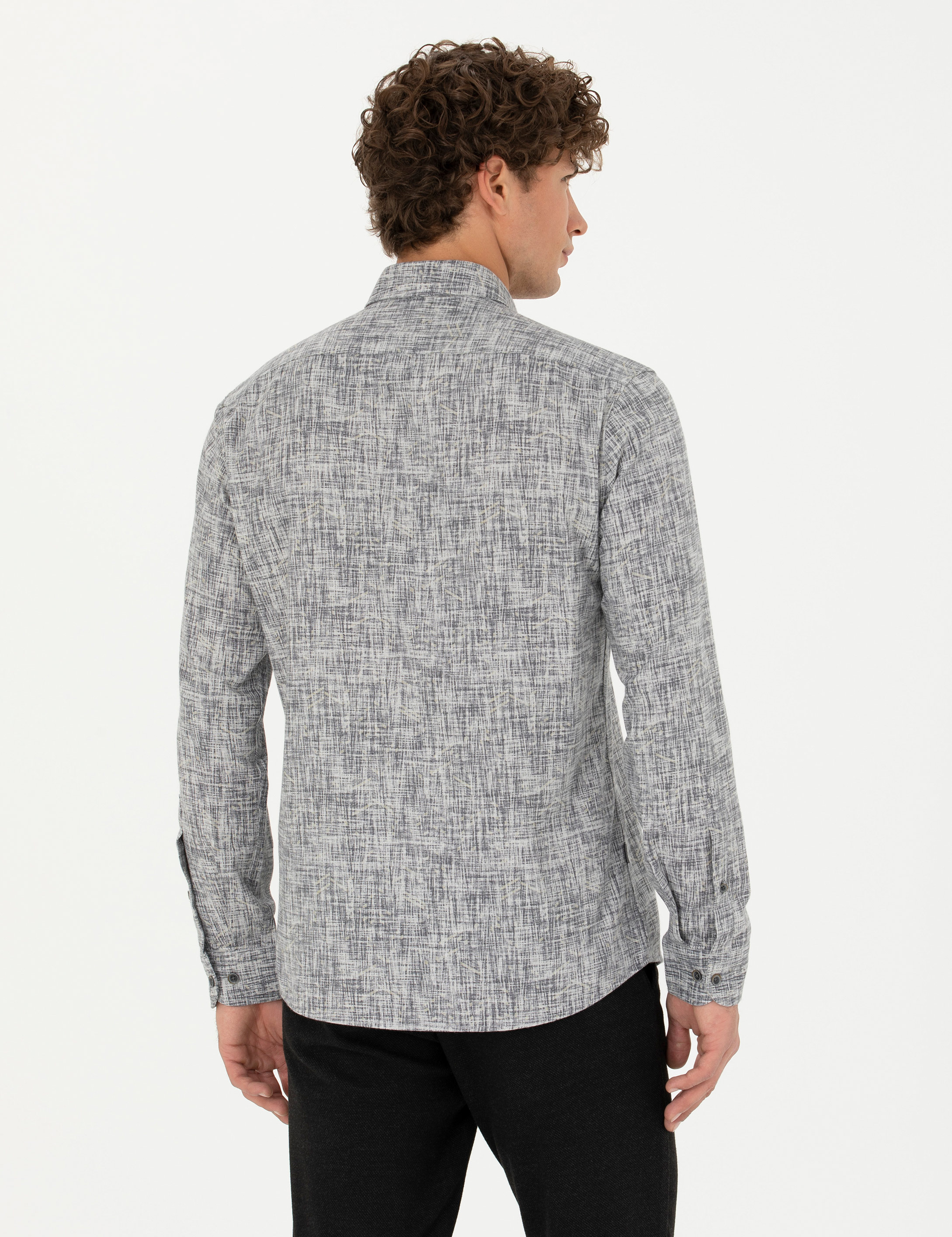 Pierre Cardin Gri Slim Fit Uzun Kollu Gömlek görsel 5