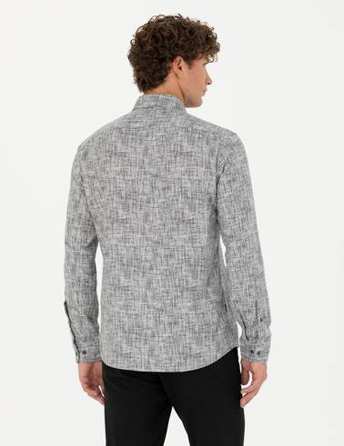 Gri Slim Fit Uzun Kollu Gömlek