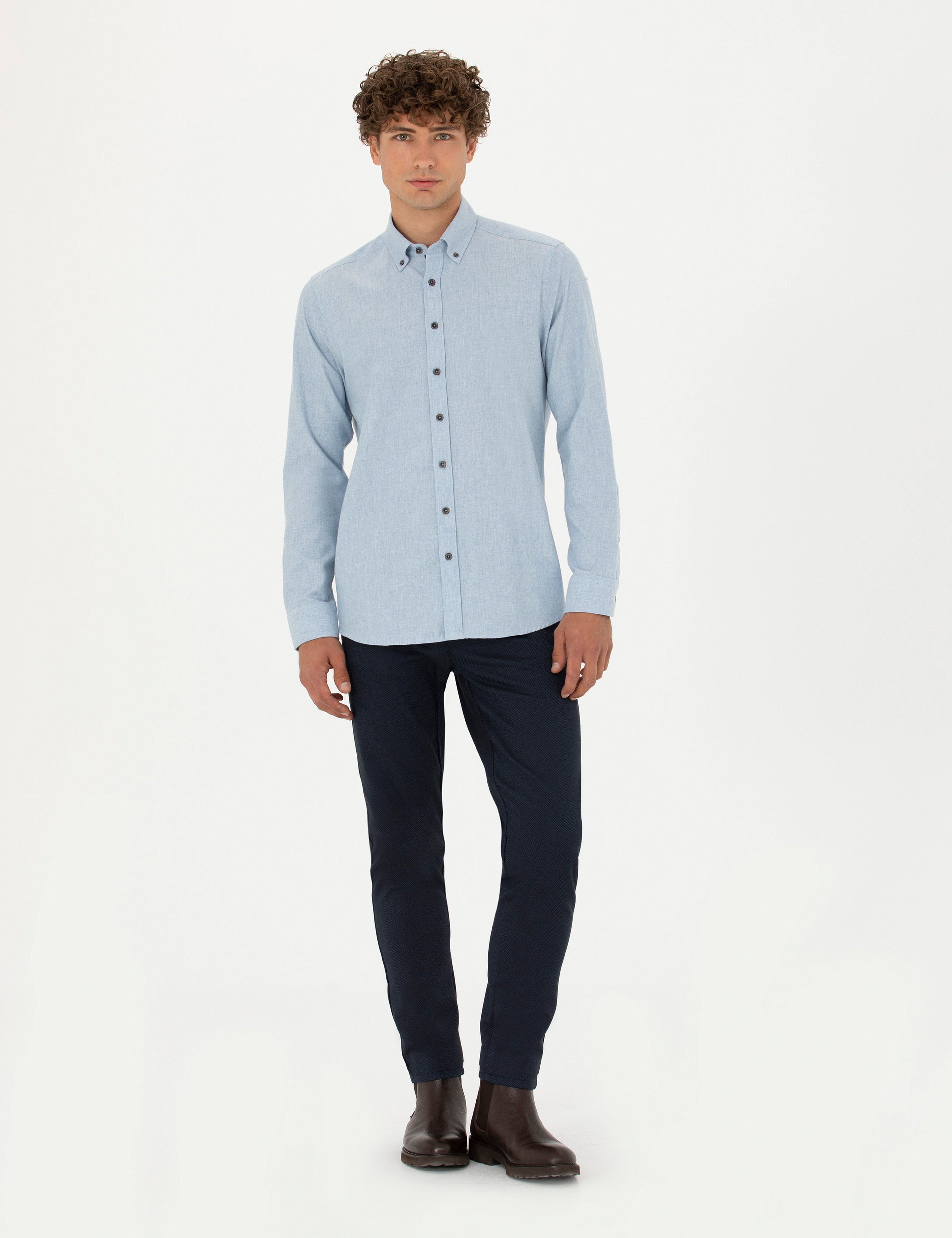 Mavi Regular Fit Uzun Kollu Gömlek - Image 4