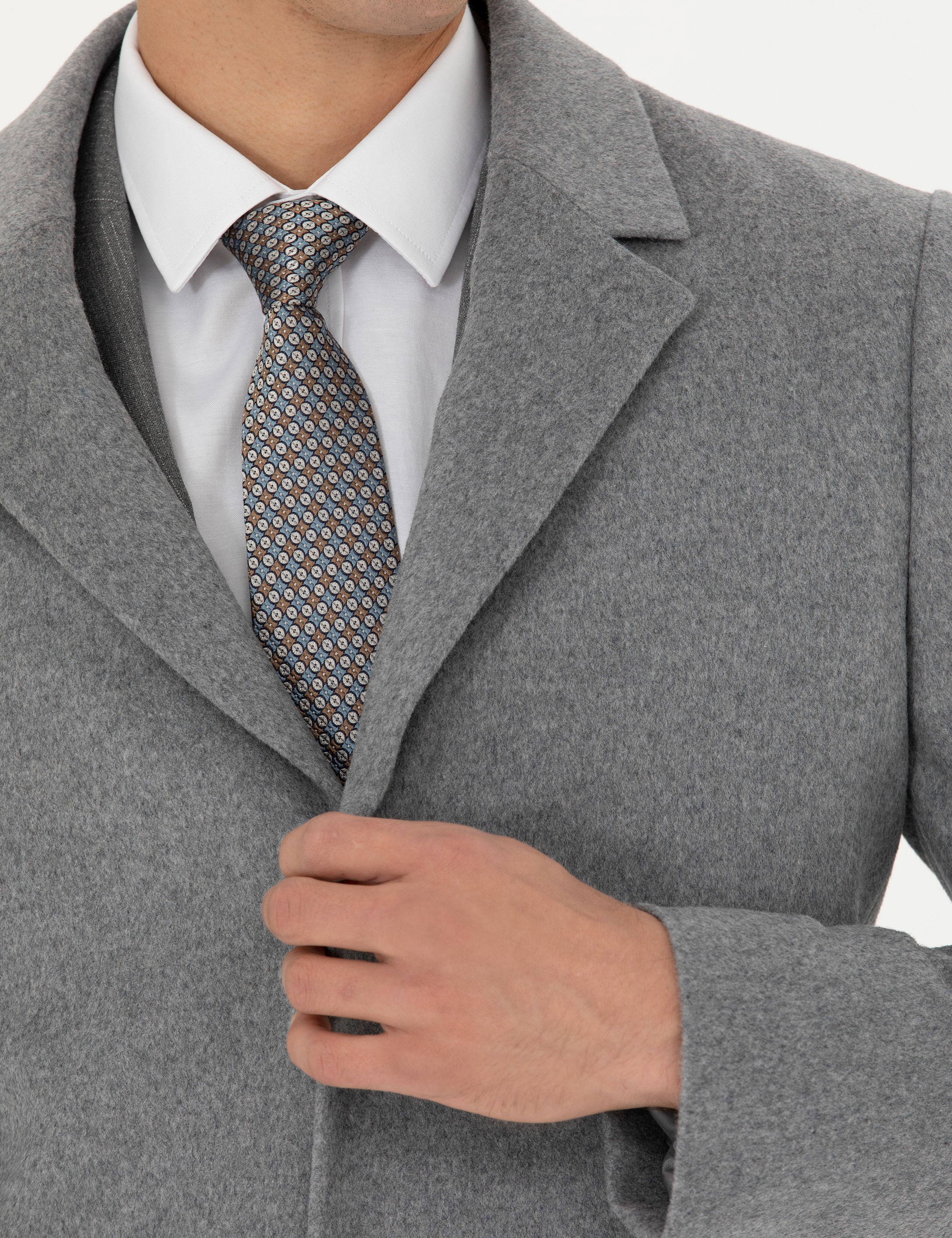 Pierre Cardin Açık Gri Yün Karışımlı Ekstra Slim Fit Kaşe Kaban görsel 7