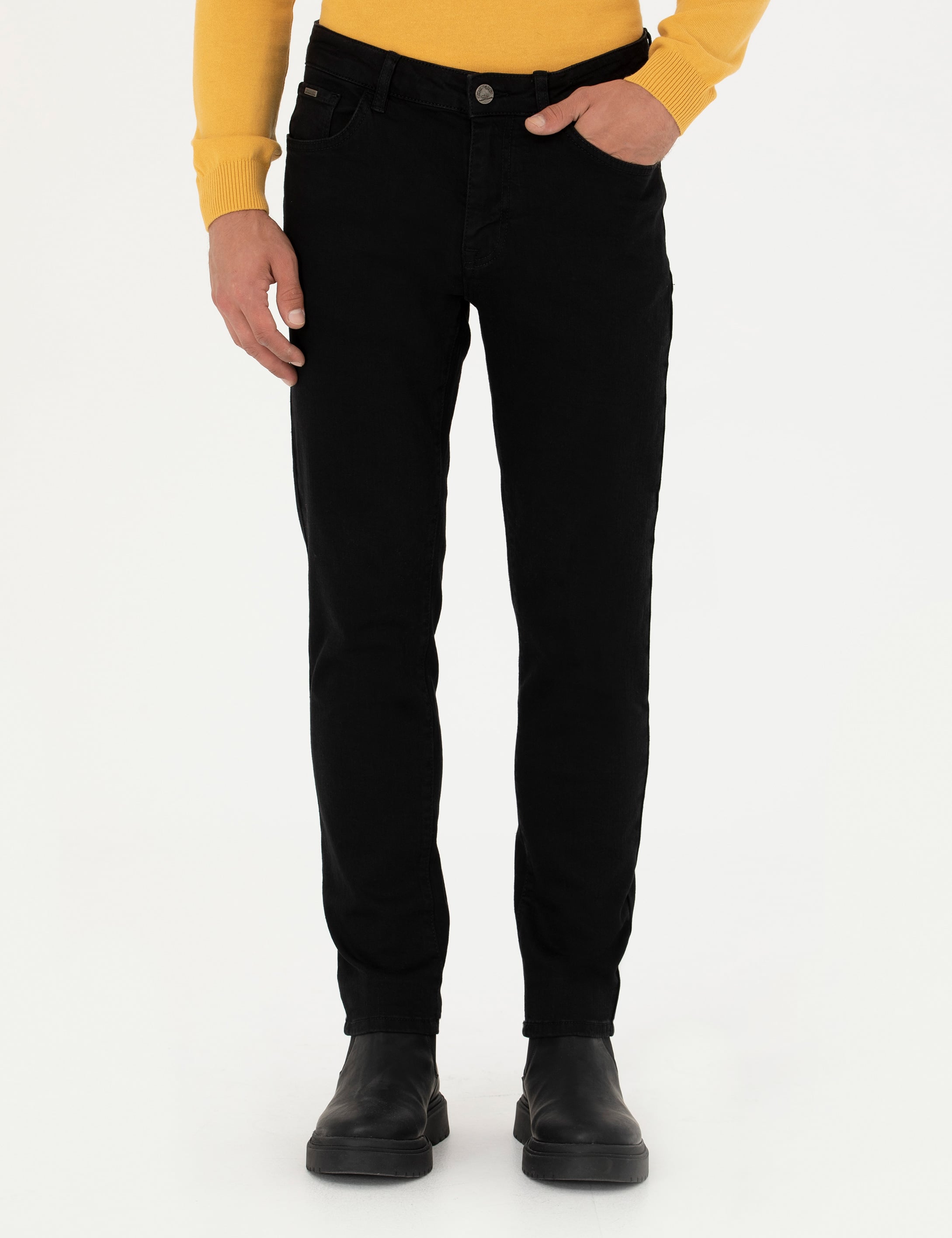 Siyah Slim Fit Jean Pantolon - Image 2