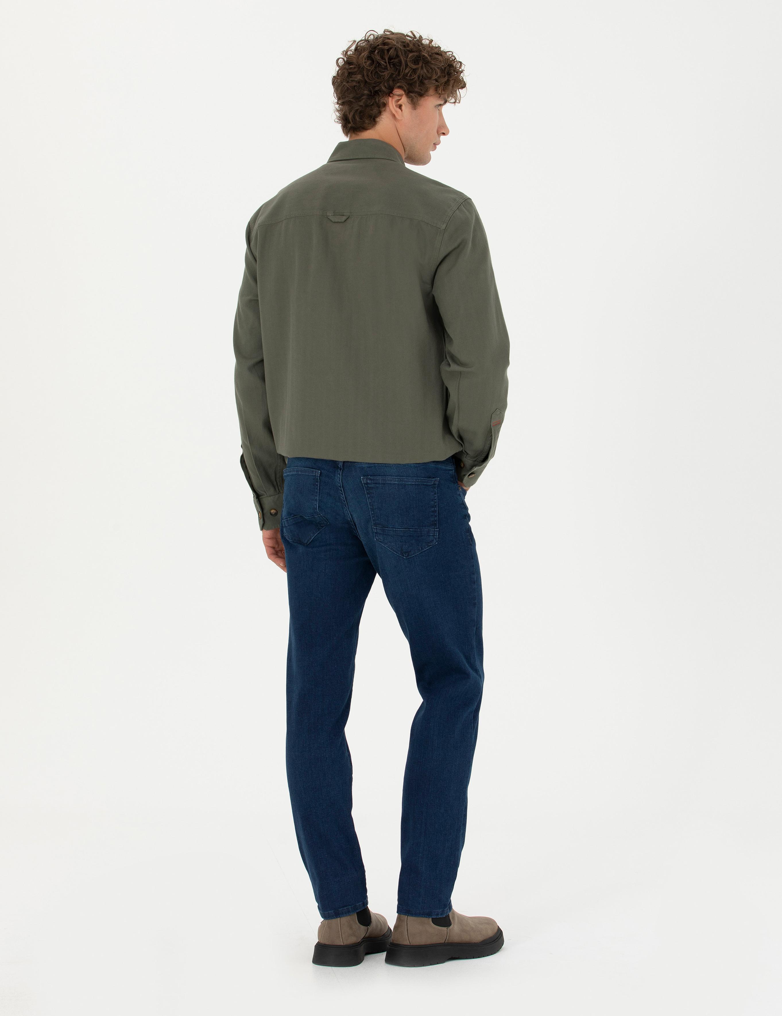 Lacivert Straight Fit Jean Pantolon