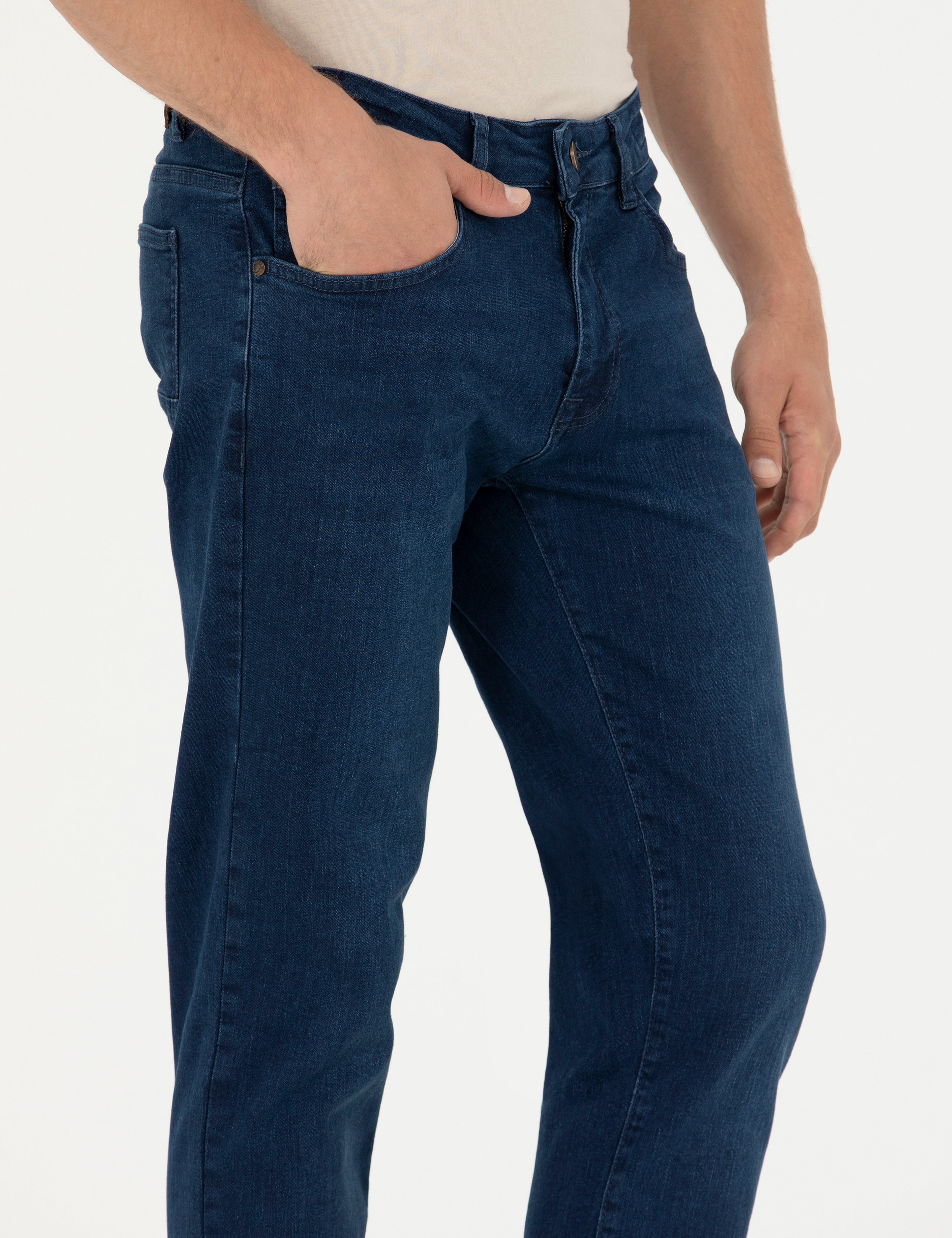 Lacivert Straight Fit Jean Pantolon - Image 5