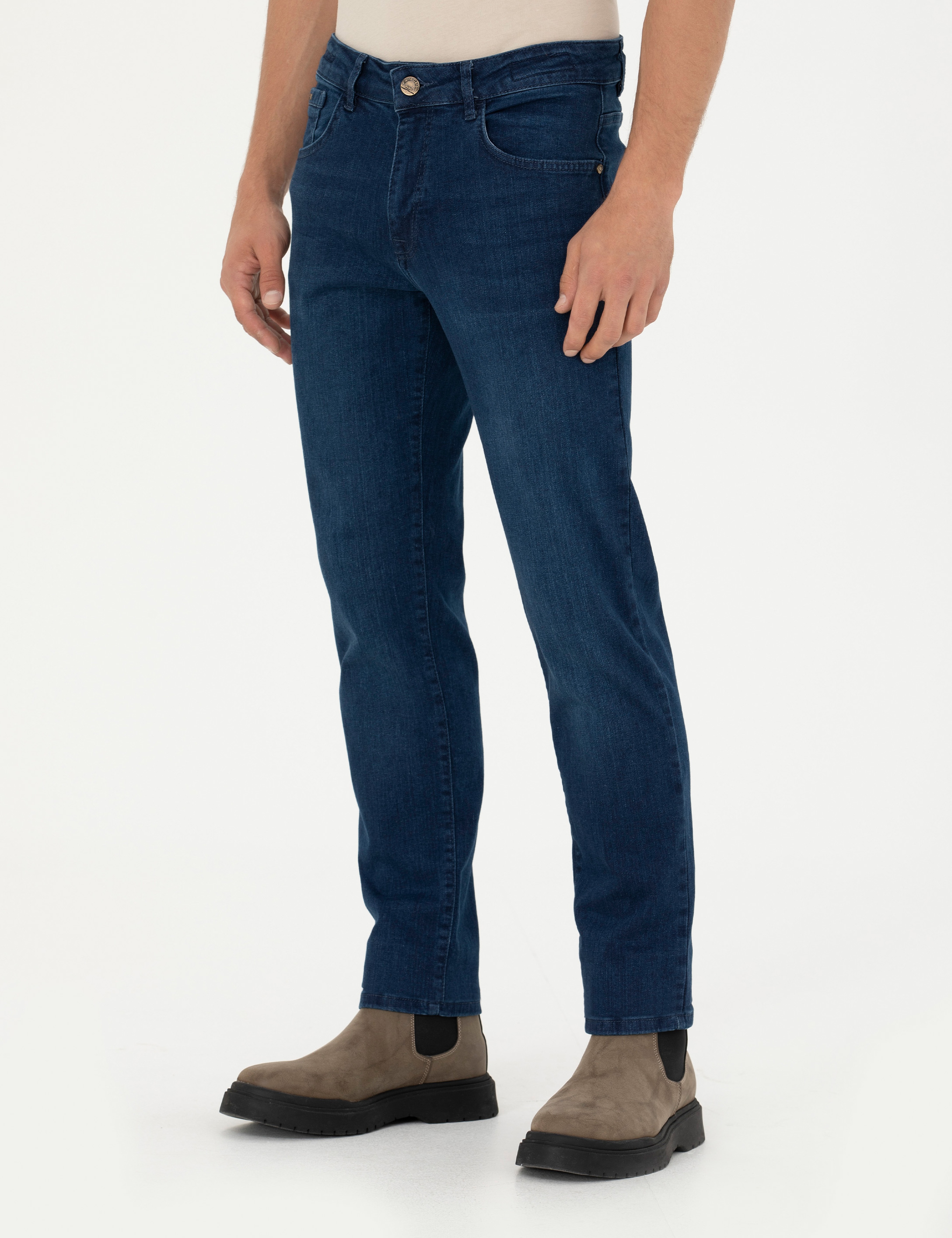 Lacivert Straight Fit Jean Pantolon