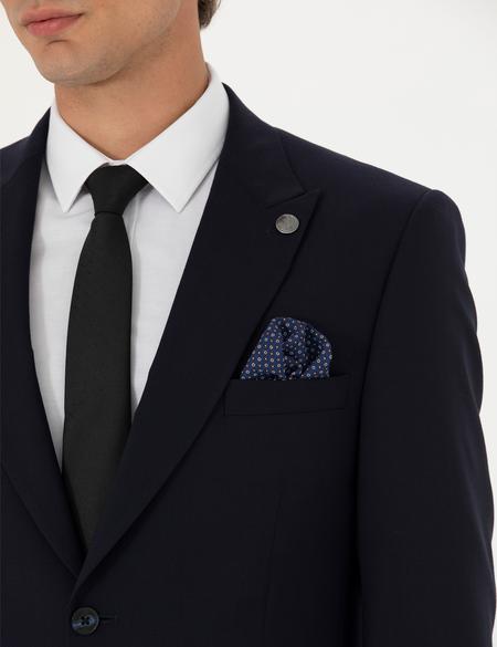 Lacivert Slim Fit Yün Karışımlı Takım Elbise - 50273451041