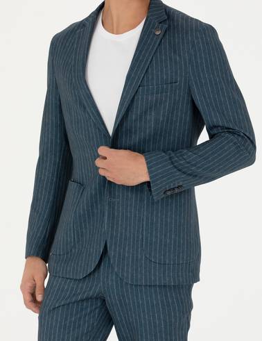 Mavi Ex. Slim Fit Çizgili Spor Takım Elbise